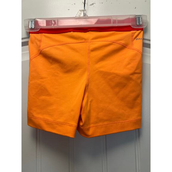 Nike Pro Women Dri-Fit Athletic Workout Stretch Compression Shorts Size S Orange - Picture 3 of 4